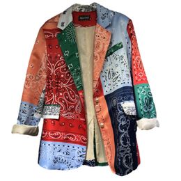 LANMREM new color block patchwork printted niche blazer for women casual loose fashion suit coat famale clothes YJ828 201201