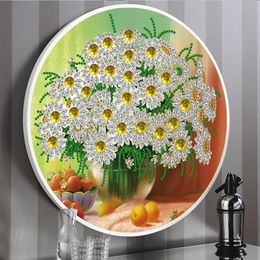 Daisy Special Round Drill Flower Diamond Painting Tassel Painting Wall Art Home Decoration Wedding Gift YKH76 201202