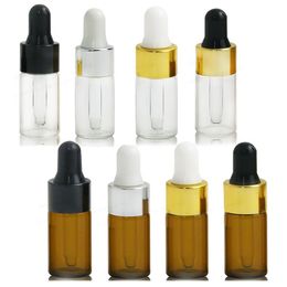 wholesale 5ML Aromatherapy Esstenial Oil Bottle Clear Amber Glass Dropper Bottles Portable with Piepette Vials