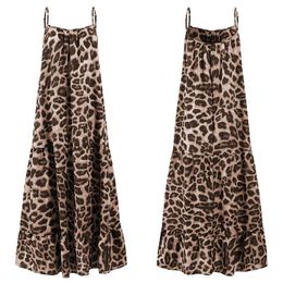 Long Maxi Dress VONDA Women Sexy Sleeveless Vintage Leopard Printed Long Dresses Plus Size Elegant Party Vestidos Femme 5XL Robe Y0118