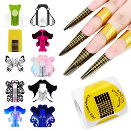 Professional Nail Forms Acrylic Curve UV Gel Nails Extension Self-Adhesive Nail Tips Guide Nail Mould Builder