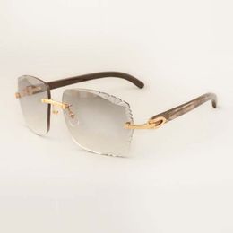 HIgh-end Sunglasses sunglasses 35014 with natural black textured buffs horn and engraving lens glasses 58--140mm O06Z