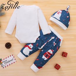 ZAFILLE Newborn Christmas Outfits 2021 Happy New Year's Costume Baby Boy Romper Set My First Christmas Clothes For Baby Girl LJ201223