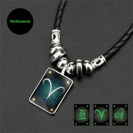 Glow in the Dark Horoscope Sign Necklaces 12 Constell pendant Necklace for women men Fashion Jewelry Gift Will and Sandy