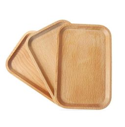 Wooden Soap Dishes Square Wooden Fruits Plate Dish Wooden Dessert Biscuits Tea Server Tray Wood Cup Holder Bowl Pad Tableware Mat