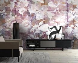 European 3d Wallpaper American Pastoral Watercolor Flowers Beautiful Fantasy Grid Romantic Floral 3d Wallpaper