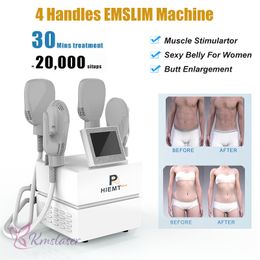 Salon use EMS 4 handles emslim body slimming machine abdomen firming high-intensity electromagnetic muscle trainer HI-EMT slim shaping equipment