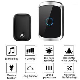 CACAZI Wireless Doorbell Led Light with 60 Chime Waterproof Push Button Receivers 150M Long Range for Home Security Eu Plug1