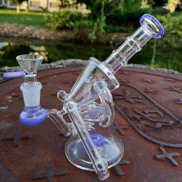 Unique Hookahs Dab Rig Showerhead Perc Glass Bongs 14 Inch Recycler Oil Rigs Water Bong 4mm Thickness Water Pipe With Sidecar XL-1972