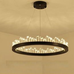 Crystal chandelier modern Nordic chandelier luxury round designer circular metal living room creative personality chandelier lighting