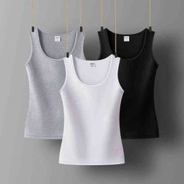 Womens Cotton Camis Solid color Female Slim Sleeveless Casual Vest Solid Color Crop Lower Cut Top For Ladies Fitness Vest Summer Y220304