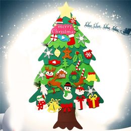 DIY Crafts Toys Felt Snowman with Ornaments Fake Tree Kids Toy Christmas Party Decoration New Year Y201020