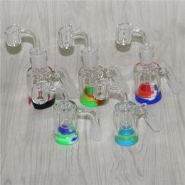 Smoking Glass Reclaim Catcher Adapter + silicone jar 14mm 18mm Male Female 45 90 With Reclaimer Ash Catchers Adapters Water Bongs Dab Rigs