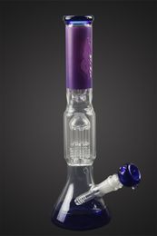 Purple Color Glass Water Bongs for Hookah with Bowls Smoking Accessories