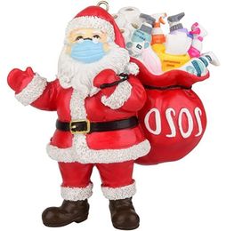 Quarantine Christmas Decoration Resin Christmas Tree Ornament Pandemic Social Party Distancing Santa Claus Wholesale