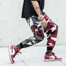 Camouflage Pants Men Camo Pants Hip Hop Cargo Pants Casual Male Jogger Hombre Punk Streetwear Contrast Color Youth Cotton Autumn H1223