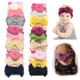 Baby Nylon Bow Headband Newborn Bowknot Round Ball Headwrap 3pcs Sets Flower Girls Turban Soft Kids Head Bands Hair Accessories DW6251