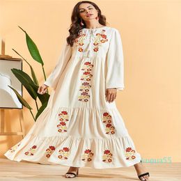 Plus Size Dresses 4XL Boho Embroidery Maxi Dress Long Sleeves Tassel Loose Causal Holiday Flared Women Summer Autumn Fashion