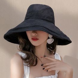 best summer hats for women UK - Sunhat Women Summer Beach Wide Brim Sunscreen Outdoor Travel Hat Rolled Double-sided Fisherman Hat Best Sale-WT Y200602