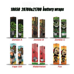 -6 tipi 18650 20700 serie 21700 serie 21700 involucri di batteria involucri di calore termoretraibili in PVC Shrinking Wrap Watermelon Fox Zombie Vape Girl Patterns per batterie