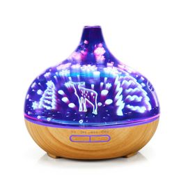 400ML Electric Humidifier 3D Glass Air Humidifier Aroma Essential Oil Diffuser Ultrasonic 7colors LED light Mist Maker For Home GGA3834 -5