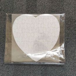 DIY Puzzle Heart love Shape Puzzle Hot Transfer Printing Blank Consumables Child Toys Gifts DH6904