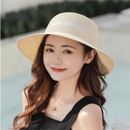 Xthree Good quality Girls Summer Raffia straw cap Ladies Big brim Sun for women beach hat Y200714