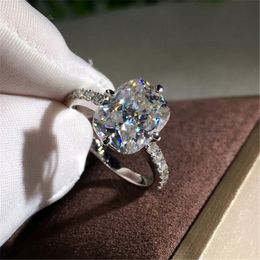 14K White Gold Princess Square Diamond Ring Luxury Anillos Gemstone White Topaz 925 Jewelry 1 Carat Diamond Ring for Women Box B1205