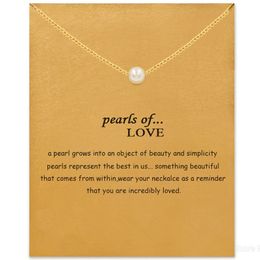 Choker Necklaces With Card Gold Silver Pearl Pendant Necklace For Fashion women Jewelry PEARLS OF LOVE