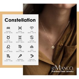 316L Stainless steel Necklace Engrave Constellations Pendants for Best Friends Necklace for women's Suspension Jewelry Y200323
