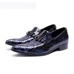 Handmade Men Shoes Pointed Toe Genuine Leather Dress Shoes Male Blue Men Party and Wedding Shoes Men Zapatos Hombre, US12