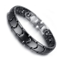 Luxury Designs Black Color Ceramic Chain Bracelets For Women Couples Jewelry Gifts Fashion Stainless Steel Folding Buckle Bangle B1205