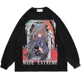 LINDSEY SEADER Men's T-shirt Hip Hop Longsleeve Sweatshirt Cartoon Girl Printed Oversize Harajuku Tops Tees Anime Clothes 220309