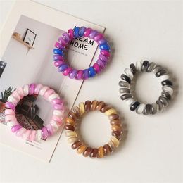 2022 new 8 color Gradient Telephone Wire hairband colorful Ponytail Holder Elastic Phone Cord Line hair tie hair accessories kid gift