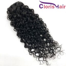 Water Wave Ponytail Drawstring Human Hair Brazilian Virgin Clip In Extensions Adjustable Wet And Wavy Pony Tails Hairpieces For Black Women