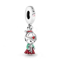 20pcs Korean Dress Girl Enamel Pendant Charms European Beads Fit Pandora 925 Sterling Silver Snake Chain Bracelet Charms Jewellery DIY Making Women Accessories