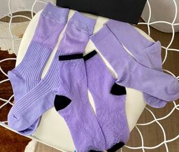 Designer Cotton Hosiery Long Socks Stockings For Women 2022 Spring New Fashion Summer Ladies Girls Purple Mesh streetwear Sock Stocking Gifts