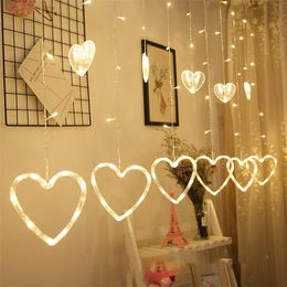 2.5M 138LED EU Plug Heart shaped curtain light fairy string Christmas garland lights for Christmas party wedding decoration lamp Y200903