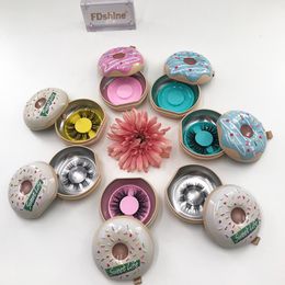 2021 New Style Donuts Lashes Package Cute Packing Box Wholesale Eyelashes Case for 25mm 27mm Mink Lashes Custom LOGO