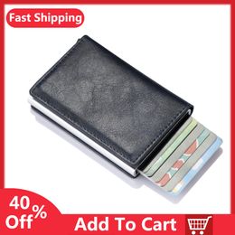 New Men women smart wallet Credit Bank fashion alloy Business Casual Leather
