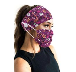 European and American explosive button Halloween print women's fashion headband headband mask fitness yoga sports headscarf