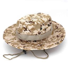Panama Bucket Hat Outdoor Men Summer Fishing Hunting Military Safari Boonie Cotton Unisex Women Summer Bob Sun Camo Amy Green G220311