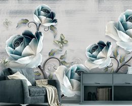 3d Flower Wallpaper Classic 3D Wallpaper European retro Relief Rose TV Background Wall Decoration Painting 3d Home Wallpaper