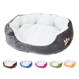 Beds for Small Medium Warm Fleece Round Lounger Cushion Dogs Cat Winter Dog Kennel Puppy Mat Pet Bed 201223