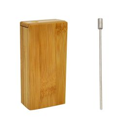 TOPPUFF Metal One Hitter Pipe Bat Dugout Box With Magnetic Cover Wooden Tobacco Storage Case Box For Herb Pipes