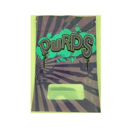 Regular strains Purps purple packing mylar bags medical smell proof bag custom printed stand up pouch with clear window