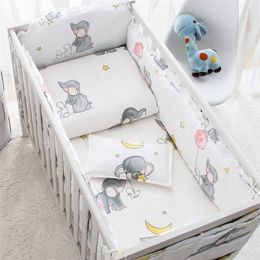 Bedding Cotton Cartoon Crib Bumper Linens Protective Case Cot Sheet Infant Pillowcase Baby Bed Set 201210