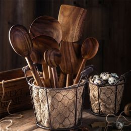 Thai Teak Wooden Non-stick Spatula Coffee Spoon For Cooking Wood Kitchen Cooking Utensils Supplies Kitchen Tool Set 201223