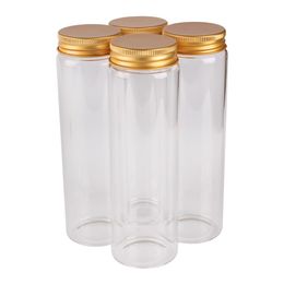 12 pieces 200ml 47*150mm Glass Bottles with Golden Aluminium Lids Spice Bottles Pill Container Candy Jars Vials for Wedding Gift