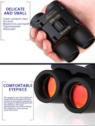 Hd High Power Mini Telescope Binoculars Night Vision Zoom Sighting Telescope Camera 30X60 Folding Binoculars Outdoor Bird Watching Travelling Camping 800-1000M